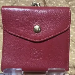 イルビゾンテ　がま口折財布　レッド