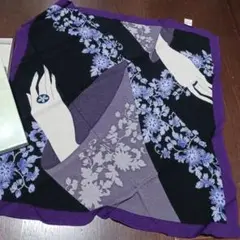 風呂敷 花柄 手デザイン 黒紫