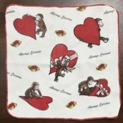 【美品】おさるのジョージ　ミニタオル　ハート