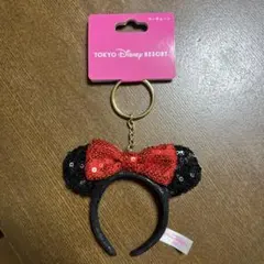 【匿名、翌日以内】ディズニー カチューシャ ミニー 赤 黒 スパンコール　リボン