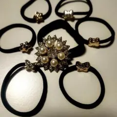 パールヘアゴム　チャーム付きヘアゴム3種 ７個セット