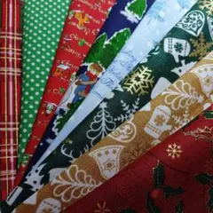 25✕17cmサイズクリスマス柄ハギレ8枚セット（3）