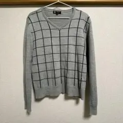 MICHEL KLEIN グレー チェック柄 Vネック カーディガン サイズ48のサムネイル