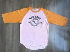 Champion チャンピオン ラグランTシャツ 五分袖M オレンジ