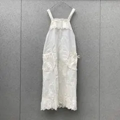 タグ付☆【WORK ON!】F♡レース装飾エプロン ハンドメイド クリームのサムネイル