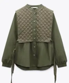 ZARA　ベスト付きポプリンシャツ　L