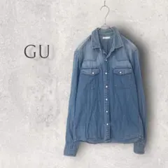 【GU/ジーユー】デニムシャツ 長袖 胸ポケット コットン100% カジュアル
