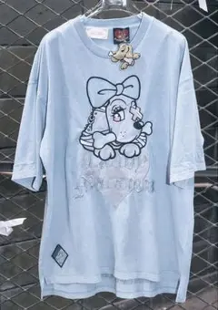 【完売品】ミシェルマカロン ガルフィーコラボBIGTワンピ ライトブルー Fのサムネイル