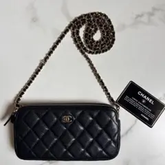 CHANELミニマトラッセ キャビアスキン チェーンウォレット ブラックのサムネイル