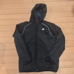 adidas ナイロンジャケット ブラック フード付き