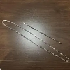 シルバー925 フィガロチェーン ネックレス 約60cm ブレスレットセット