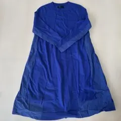 【即日発送】SCOOT CLUB 青 長袖ひざ丈ワンピース　異素材