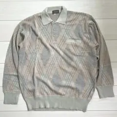 MACK HOMME ポロシャツ 長袖アーガイル柄 カジュアル 00s レトロ