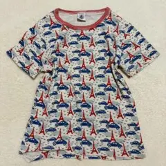 【キッズ115】プチバトー◇総柄Tシャツ 半袖 エッフェル塔 車 フランス
