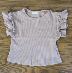 pairmanon/ペアマノン フリル袖 ワッフルTシャツ くすみピンク 90