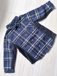 COMME CA ISM キッズ ネイビー チェック柄 シャツ