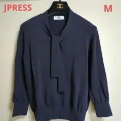 J.PRESS コットン100％ ボウタイ ダークブルー ニットセーター Mのサムネイル