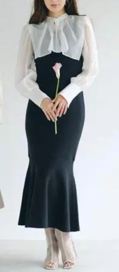 スナイデル　snidel スクエアカラードッキングニットワンピース 黒