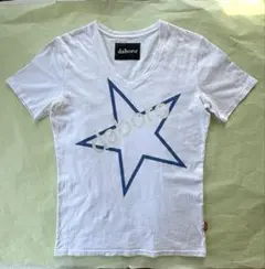 daboro ダボロ スタープリント Vネック Tシャツ ホワイト