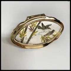 レトロ　リップケース　鳥　ゴールドミラーつき　アクセサリーケース　ス