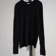 美品 ジ－ユ－ リブ編み クル－ネック 長袖ニット【M】黒