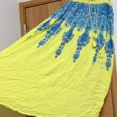チャイハネ*鮮やかイエロー×ブルー エスニック柄 ロングスカートのサムネイル