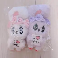 エスターバニー フリルリボンマスコット ぬいぐるみ ホワイト パープル