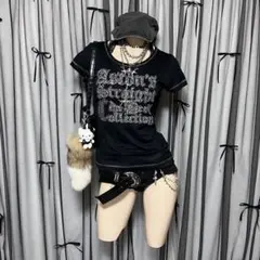 平成ギャルy2k 蝶 英字 半袖Tシャツ フェアリーグランジ マクブリング