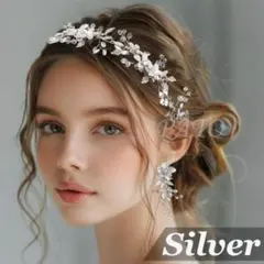 ヴィンテージ フラワー リーフ ヘッドドレス★シルバー★ブライダル ウェディング