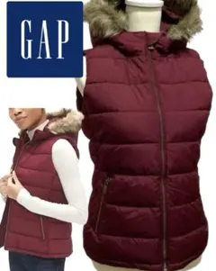 【美品】GAP ダウンベスト　フェイクファートリム ダウンパファージャケット