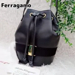 ◾︎美品◾︎ サルヴァトーレフェラガモ 巾着バッグ ショルダーバッグ バラリボン 紺