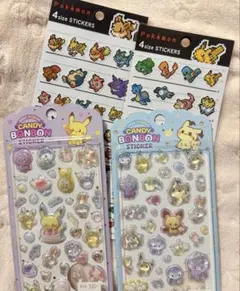 【正規品新品未使用】ポケモン 4サイズステッカー、キャンディボンボン4点