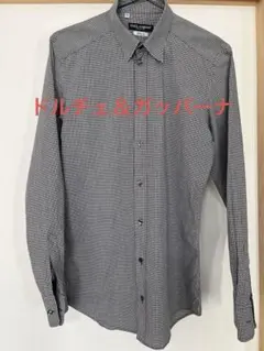 DOLCE&GABBANA GOLD 丸襟 チェックドレスシャツ