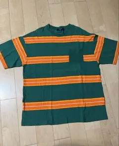 BACK NUMBER グリーンオレンジストライプ Tシャツ メンズL