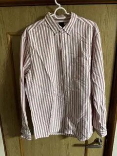 H&M ストライプシャツ 長袖 ボタンダウン Mサイズ ピンク×ホワイト