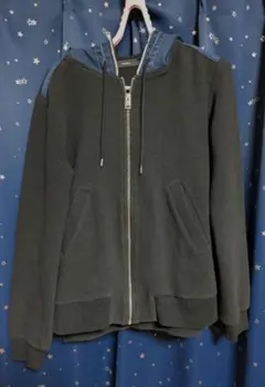 ★DIESEL　デニム調フード付きブラックパーカー★