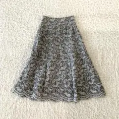 ミッシュマッシュ　グレンチェック刺繍フレアロングスカート