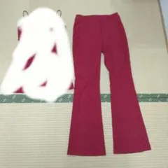 パンツ　セット　 赤色　チェーンの模様　ボルドー