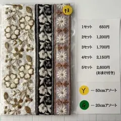 Y-73 インド刺繍リボン アソート　セット　はぎれ　特価　20cm 50cm