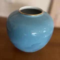 深川製磁 色絵彩磁 紅葉紋 丸型花瓶宮内庁御用木箱入