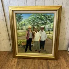 シンガポール公園にて 人物画 風景画 油彩画 油絵 アート 絵画 額縁 F10