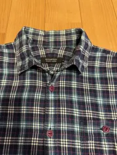 バーバリーブラックレーベル　ネルシャツ　長袖　チェック　ブルー系　秋冬