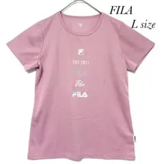 FILA 半袖 スポーツ ロゴ入り Tシャツ 速乾 ピンク L a0776のサムネイル