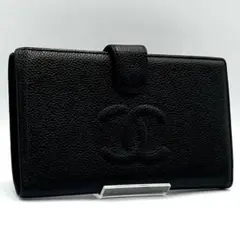 상태매우좋음 ✨CHANEL シャネル 長財布 キャビアスキン ブラック 革 ココマーク