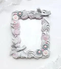 ホイップデコ　B8硬質トレカケース　くすみグレー　ピンク　お花