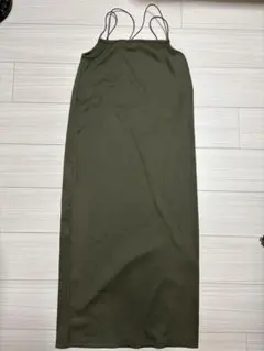 リブ編みキャミソールロングワンピース Mサイズ オリーブ