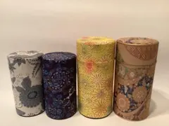 【未使用】茶筒4個セット和柄お茶缶 茶器 和風