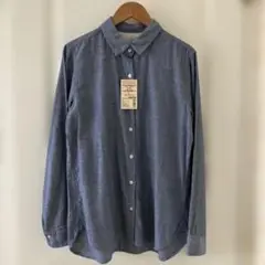 ★新品タグ付き★ 無印良品　インド綿二重ガーゼシャツ　スモーキーブルーsizeＬ