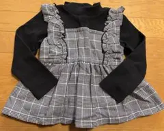 petit mainプティマイン　フリル付きチェック柄チュニック　110