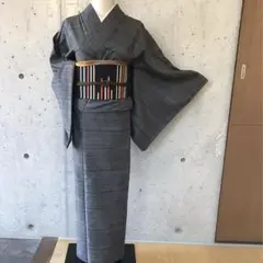 和洋折衷コーデ ウール着物 リメイク ツーピース仕立て 絣柄 M〜L
